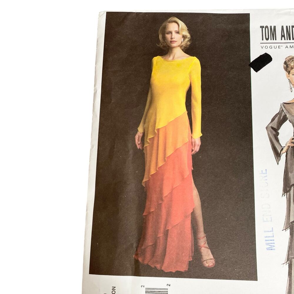 Vogue V2799 Tom Linda Platt Tiered Dress Gown Sewing Pattern 12 14 16 Uncut - Picture 5 of 13
